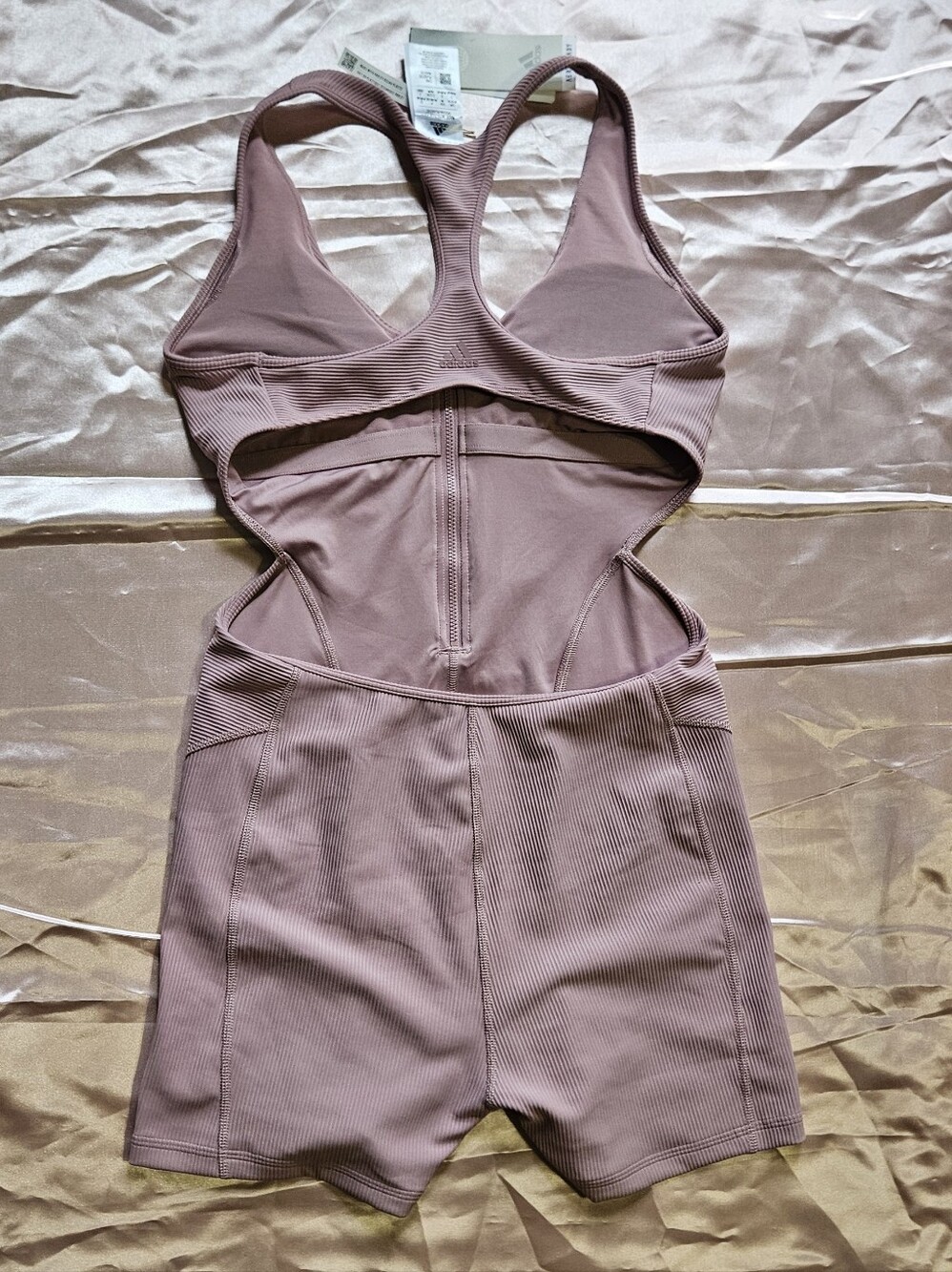 Adidas Mauve Ribbed Zip-Front Unitard - Picture 6 of 10
